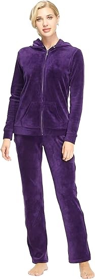 Dolcevida Womens Velour Sweatsuits Sets 2 Piece Tracksuits Outfits Full Zip Hoodie and Sweatpant Set Velvet Jogging Suit