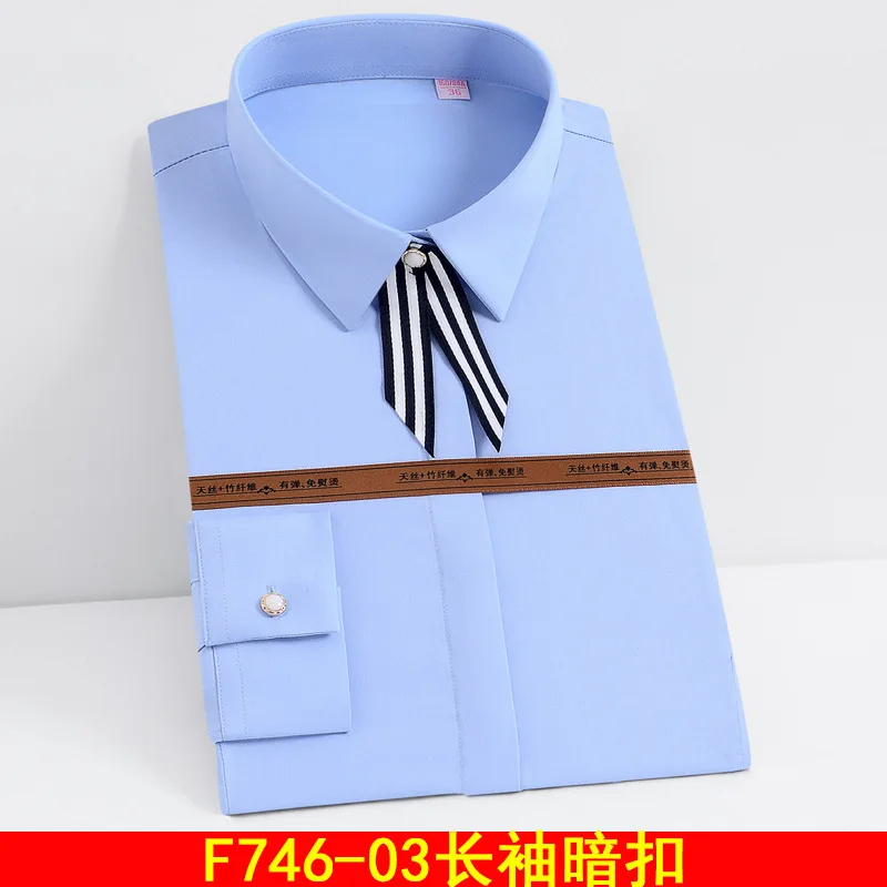 Korean version long sleeve blouse Autumn chiffon blouse solid color Temperament office ladies button-up blouse Camisas Mujer lad