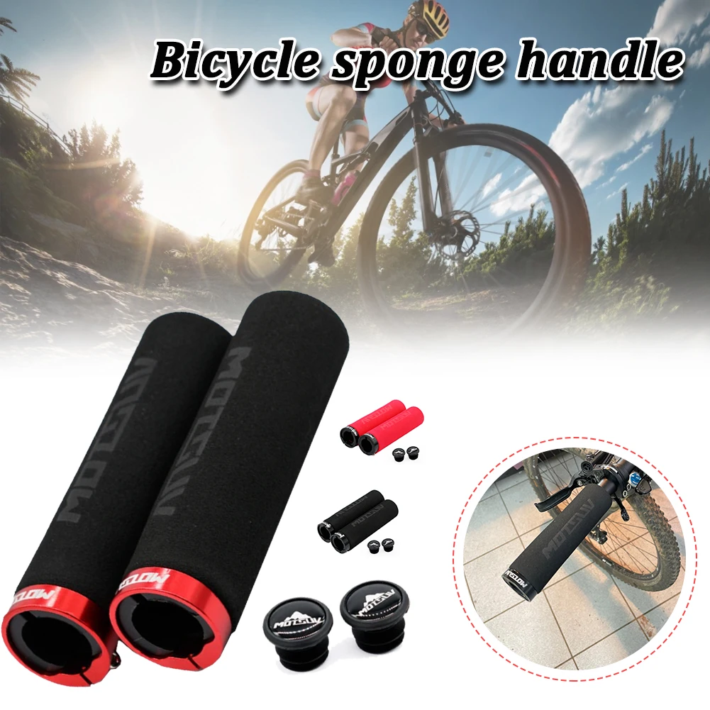 1 Paar Ultraight Fietsen Stuur Fiets Grips Anti-Skid Spons Mountainbike Fiets Stuur End Grips Met Een lock Accessory