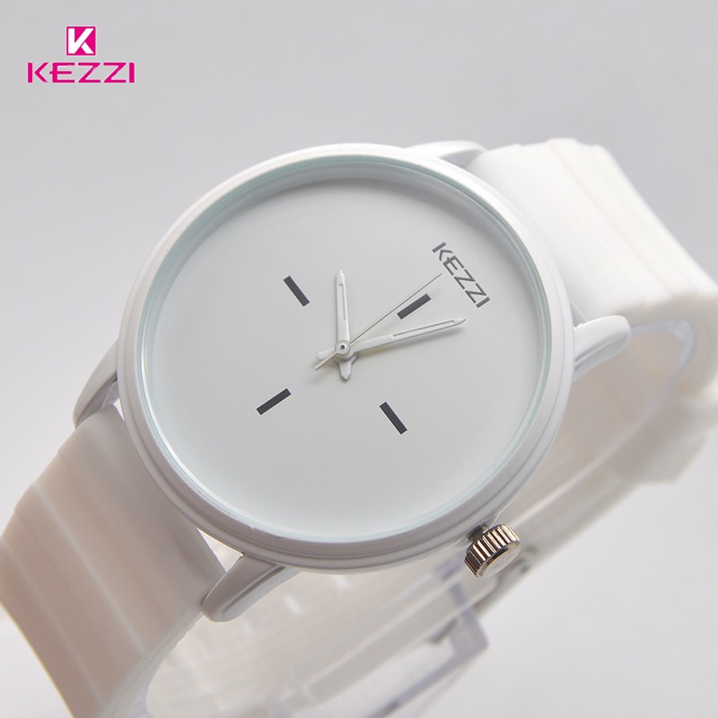 Kezzi Brand Black White Silicone Watches Student Women Men Sport Quartz Watch Couple Ultra Slim Casual Watch Relojer Feminino