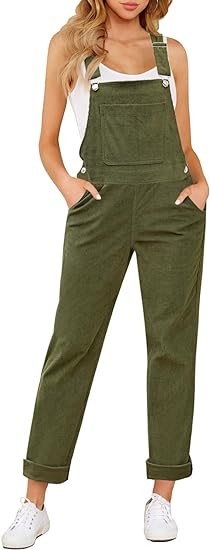 LookbookStore Womens Overalls Corduroy Bib Adjustable Straps Fashion Jumpsuit Overall for Women with Pocket