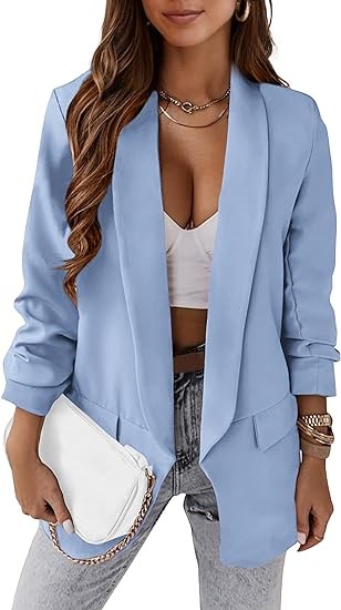 KIRUNDO Womens Fall Fashion 2024 Casual Blazers Long Sleeve Open Front Work Suit Office Blazer Jackets with Pockets