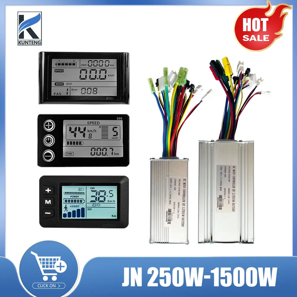 Electric Bicycle 250W-1500W Controller Compatible With JN LCD S866 S900 GD01 Display For Hub Wheel Motor Ebike Conversion Kit