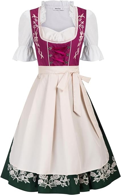 JASAMBAC Women's German Dirndl Dress Costumes 3 Pieces for Oktoberfest Carnival