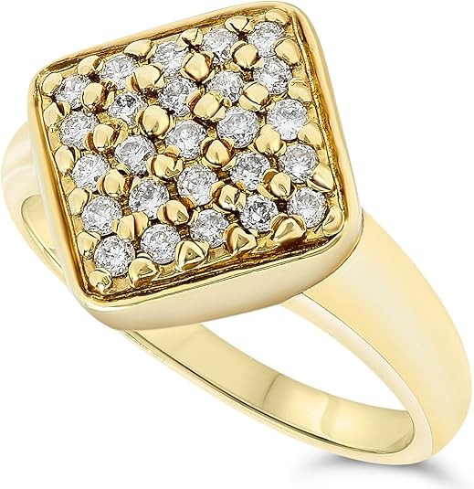 1/2 Carat 18k Yellow Gold Designer Diamond Cocktail Ring For Women Size 6.5