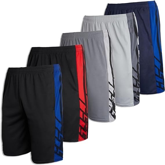 Real Essentials 3 & 5 Pack: Men's Mesh Athletic Performance Gym Shorts with Pockets (S-3X)