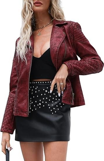 Bellivera Women Faux Leather Casual Jacket, Fall and Spring Fashion Motorcycle Bike Coat