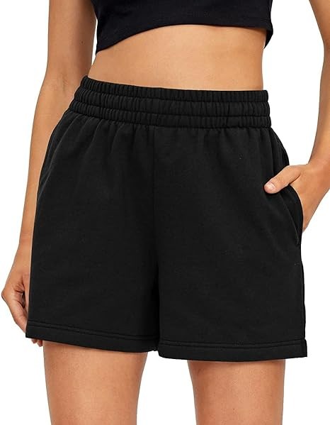 AUTOMET Women's Shorts Casual Summer Drawstring Comfy Elastic High Waist Running Shorts with Pockets