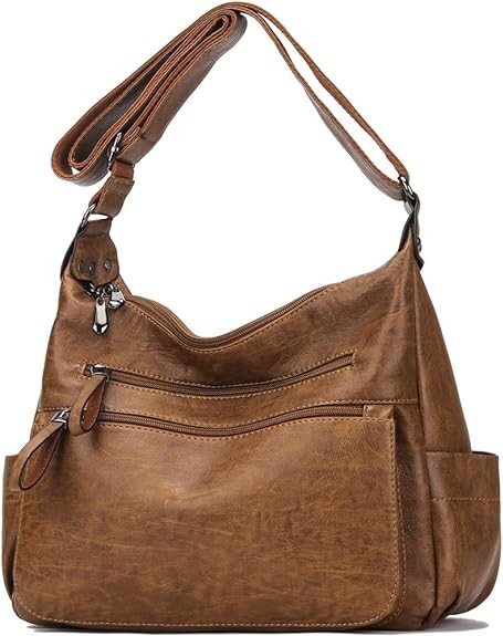 Fashion Crossbody Bag For Women Shoulder Bag Soft PU Leather Handbags Purses Multi Pocket Hobo Tote Bag