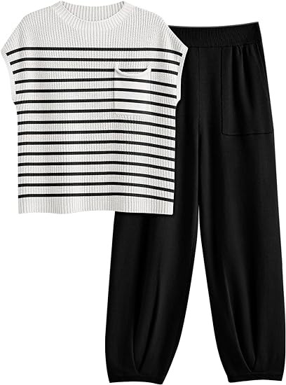 LILLUSORY 2 Piece Knit Sets For Women Trendy Sweatsuit Sets