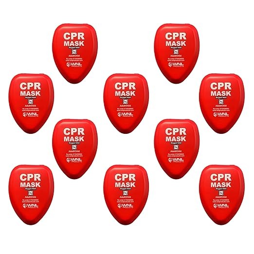 WNL Products CPR Rescue Mask, Adult/Child Pocket Resuscitator, Hard Case Kit with Belt Clip 10-Pack