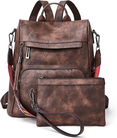 Shrrie Backpack Purse for Women PU Leather Anti-Theft Travel Backpack Purse Fashion Ladies Shoulder Bag with Tassel