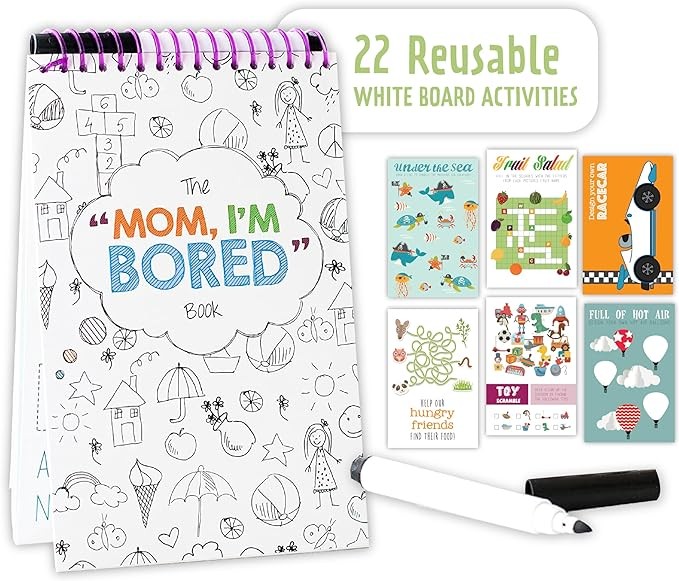 Squirrel Products Mom, I'm Bored Children's Activity Book - Portable Roadtrip Essentials for Kids Ages 3 and Up